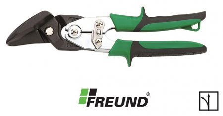 Scule - Foarfeca tabla taiere offset in linie dreapta sau la stanga, lungime 260mm, max. 1,8mm titan zinc si 1,2mm otel prevopsit, Freund