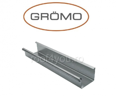 - Jgheaburi si burlane din aluminiu prevopsit - Jgheab rectangular 400mm, L=3m, Aluminiu GROMO, RAL 7005