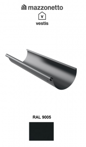 - Jgheaburi si burlane din aluminiu prevopsit - Jgheab semicircular Ø150 / 3m, Burlan Ø100, Aluminiu Mazzonetto Vestis, RAL 9005