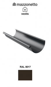 Aluminiu prevopsit - Jgheab semicircular Ø190 / 3 m, Burlan Ø120, Aluminiu Mazzonetto Vestis, RAL 8017