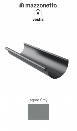- Jgheaburi si burlane din aluminiu prevopsit - Jgheab semicircular Ø125, L=3m, Aluminiu Mazzonetto Vestis, RAL AGATE GREY
