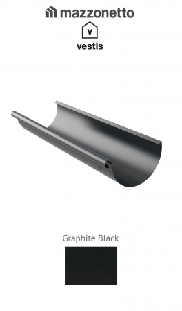 - Jgheaburi si burlane din aluminiu prevopsit - Jgheab semicircular Ø150, L=3m, Aluminiu Mazzonetto Vestis RAL GRAPHITE BLACK
