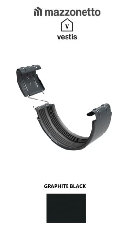 - Invelitori si fatade in dublu falt - Jgheab semicircular Ø150, L=3m, Aluminiu Mazzonetto Vestis RAL GRAPHITE BLACK
