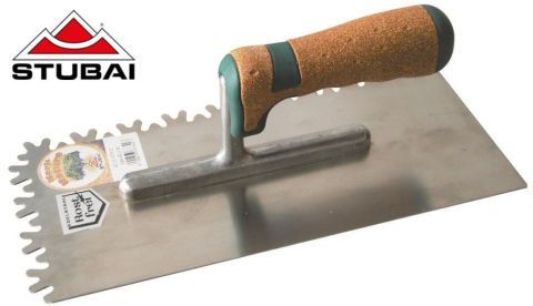 Unelte pentru constructii - Mistrie pentru finisare cu crestaturi speciale, maner de pluta, INOX