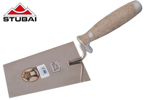 Unelte pentru constructii - Mistrie pentru zidarit cu maner din piele, cu gat in forma de S, INOX