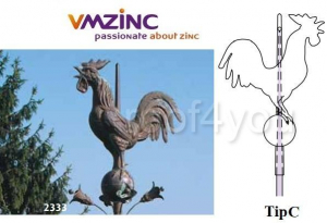 Ornamente de varf 3D - Ornament de varf 3D VMZINC, latime 400 mm, diametru bila ø 12 mm  Model 2333, Asamblare tip C