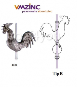 Ornamente de varf 3D - Ornament de varf 3D VMZINC, latime 550 mm, Model 2336, Asamblare tip B