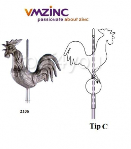 Ornamente de varf 3D - Ornament de varf 3D VMZINC, latime 400 mm, Model 2336, Asamblare tip C