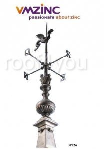 Ornamente de varf 2D - Ornament de varf: compozitii standard VMZINC, inaltime 3200 mm, diametru tija Ø 30 mm, latime 550 mm, Model 4126