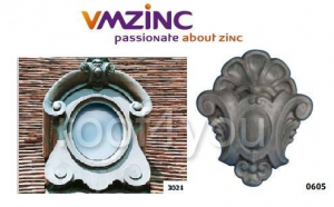 Bull's eye - Ornament lucarna standard "bull's eyes" VMZINC, golul de fereastra 0.65 x 0.5 m,  inaltime 1.18 m, latime 1 m, Model 3024