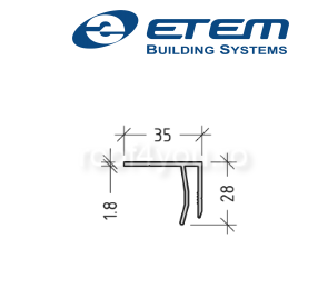 - Structuri fatade ventilate - Profil aluminiu "F",35 x 28 mm, Etem