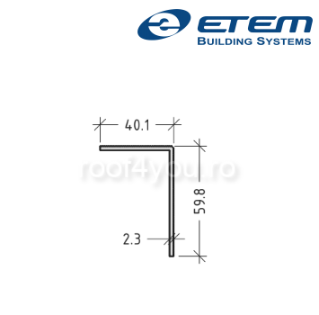 - Structuri fatade ventilate - Profil aluminiu "L", 60 x 40 x 2mm , Etem