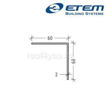 - Structuri fatade ventilate - Profil aluminiu "L", 60 x 60 x 2 mm, Etem