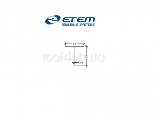 - Structuri fatade ventilate - Profil aluminiu "T", 59 x 59 x 1.9 mm, Etem