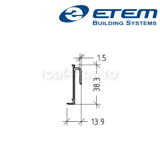 - Structuri fatade ventilate - Profil inferior, 38 x 14 x 1.5 mm, Etem