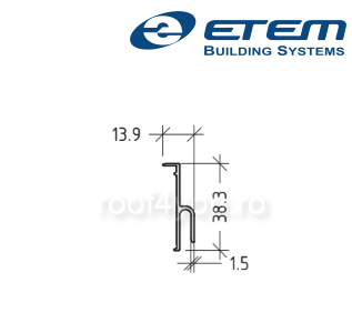 - Structuri fatade ventilate - Profil superior, 38 x 14 x 1.5 mm, Etem
