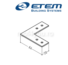 - Structuri fatade ventilate - Profil suport, 64 x 64 x 20mm, Etem