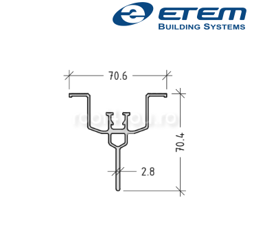 - Structuri fatade ventilate - Profil sustinere, 71 х 71 х 2.8mm, Etem