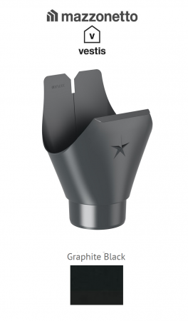 Aluminiu prevopsit - Racord jgheab-burlan semicircular Ø125, Aluminiu Mazzonetto Vestis RAL GRAPHITE BLACK