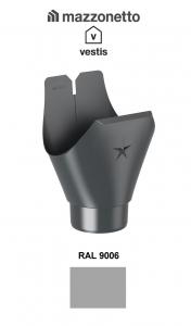 - Jgheaburi si burlane din aluminiu prevopsit - Racord jgheab semicircular Ø125, Burlan Ø80, Aluminiu Mazzonetto Vestis, RAL 9006