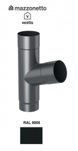 - Jgheaburi si burlane din aluminiu prevopsit - Ramificatie burlan semicircular 72° Ø80, Aluminiu Mazzonetto Vestis, RAL 9005