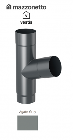 - Jgheaburi si burlane din aluminiu prevopsit - Ramificatie burlan semicircular 72° Ø100, Aluminiu Mazzonetto Vestis, RAL AGATE GREY