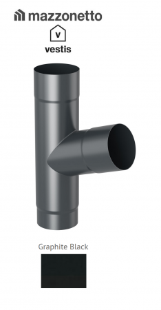 Aluminiu prevopsit - Ramificatie burlan semicircular 72° Ø80, Aluminiu Mazzonetto Vestis, RAL GRAPHITE BLACK