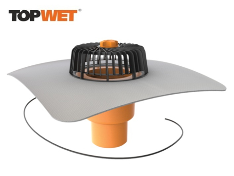 Receptori - Receptor cu perete dublu TOPWET, cu degivrare 230V, flansa din membrana EPDM, parafrunzar si iesire verticala