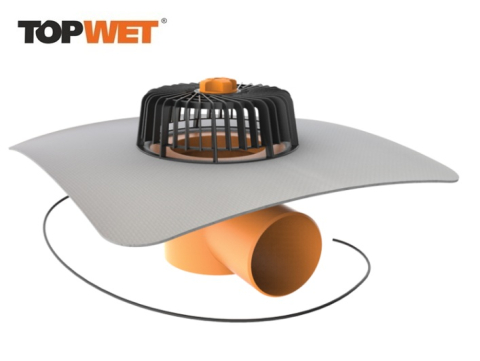 Receptori - Receptor cu perete dublu TOPWET, cu degivrare 230V, flansa din membrana PVC, parafrunzar si iesire orizontala