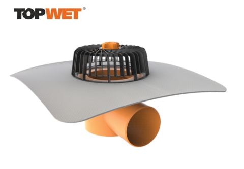 Receptori - Receptor cu perete dublu TOPWET, cu flansa din membrana EPDM, parafrunzar si iesire orizontala