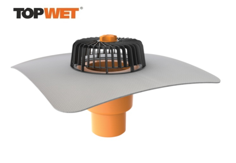 Receptori - Receptor cu perete dublu TOPWET, cu flansa din membrana EPDM, parafrunzar si iesire verticala