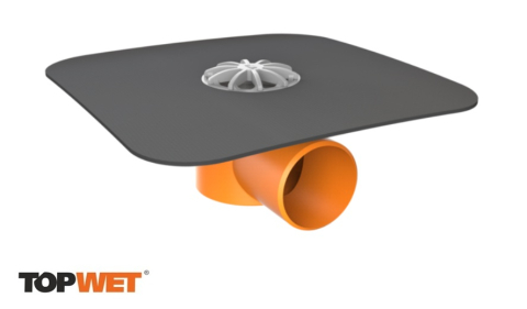 Receptori - Receptor de balcon TOPWET, cu iesire orizontala, flansa din membrana EPDM si grila de protectie