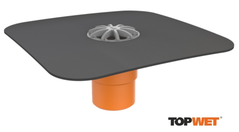 Receptori - Receptor de balcon TOPWET, cu iesire verticala, flansa din membrana EPDM si grila de protectie