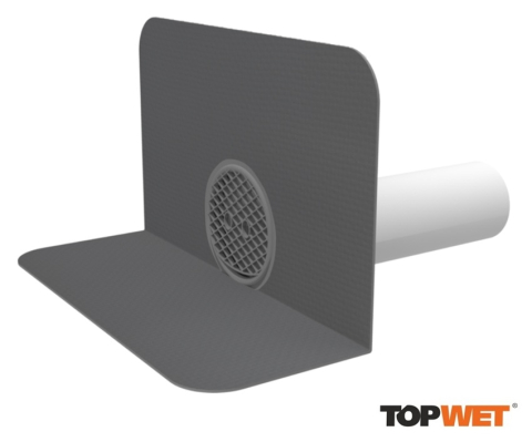 Receptori - Receptor de colt (gargui) TOPWET, cu sectiune rotunda, flansa din membrana EPDM si grila de protectie