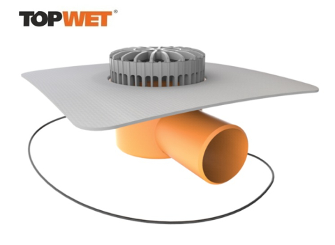 Receptori - Receptor terasa TOPWET cu degivrare 230V, cu flansa din membrana EPDM, cos de protectie si iesire orizontala