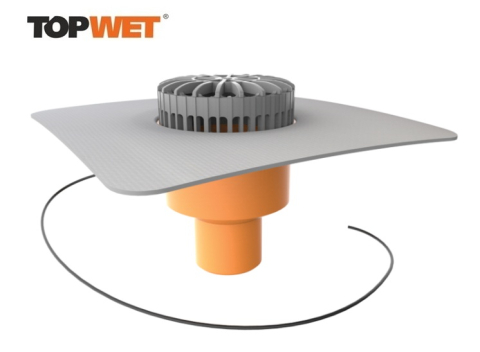 Receptori - Receptor terasa TOPWET cu degivrare 230V, cu flansa din membrana EPDM, cos de protectie si iesire verticala