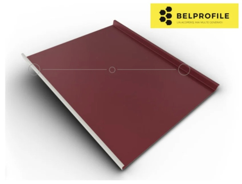 - Tabla din otel prevopsit - Rulou otel, RAL 3005, finisaj Big Stone, 0.5 mm