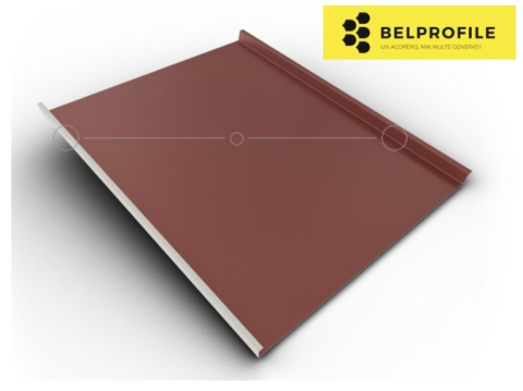 - Tabla din otel prevopsit - Rulou otel, RAL 3009, finisaj Big Stone, 0.5 mm