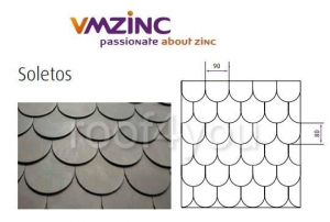 SOLZI - Sindrile Soletos VMZINC, grosime 0.65 mm, dimensiuni 145 X 210 mm, 74 piese/m², aspect ANTHRA-ZINC®, Model 220021086