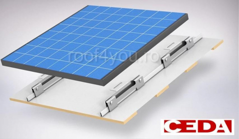 Suport din otel pentru panouri solare si fotovoltaice, pentru tabla faltuita 32 mm, Ral 9005, CEDA [1]