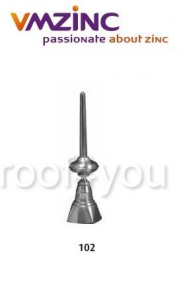 Pinacle - Terminal standard VMZINC, inaltime totala 700 mm, lungime baza 175 mm, inaltime baza 190 mm, Model 102