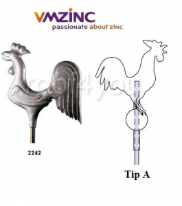 Ornamente de varf 3D - Ornament de varf 3D VMZINC, latime 500 mm,  Model 2242, Asamblare tip A