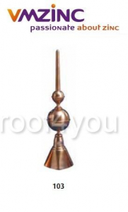 Pinacle - Terminal standard VMZINC, inaltime totala 900 mm, lungime baza 195 mm, inaltime baza 220 mm, Model 103