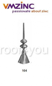 Pinacle - Terminal standard VMZINC, inaltime totala 650 mm, lungime baza 175 mm, inaltime baza 190 mm, Model 104