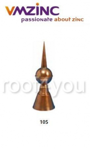 Pinacle - Terminal standard VMZINC, inaltime totala 610 mm, lungime baza Ø 200, inaltime baza 236 mm, Model 105