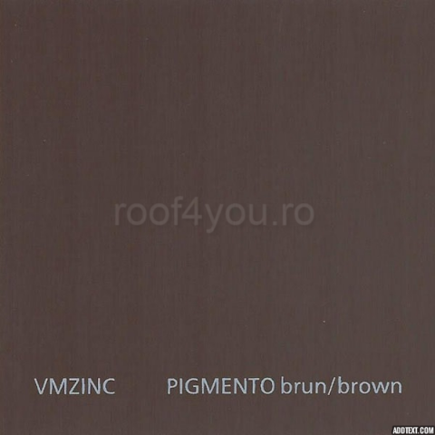 - Tabla din titan zinc prepatinat - Titan zinc PIGMENTO Brown, rola de 1000mm si grosimea de 0.70mm, Vmzinc
