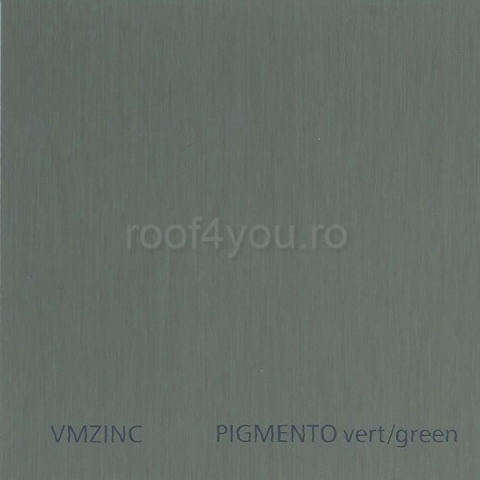 - Tabla din titan zinc prepatinat - Titan zinc PIGMENTO Green, rola de 1000mm si grosimea de 0.70mm, Vmzinc