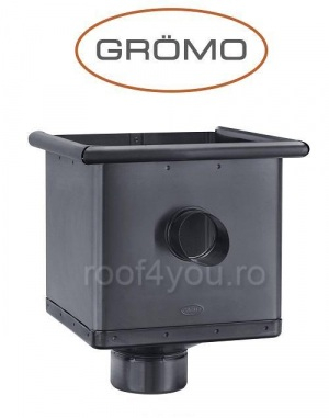 Accesorii invelitori si fatade - Vazon rectangular cu scurgere Ø100, Aluminiu GROMO, RAL 7016