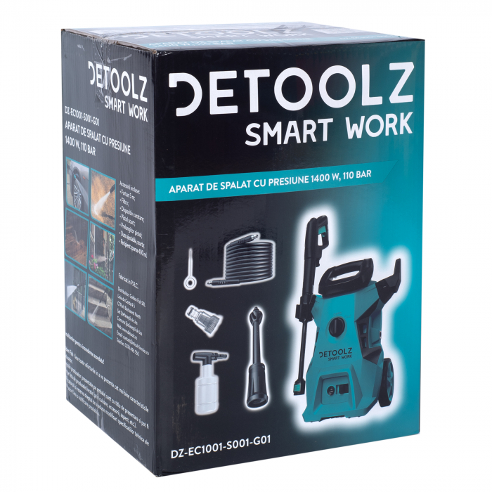 Aparat de spalat cu presiune, jet 110 bar 1400W, accesorii, Detoolz DZ-EC1001-S001-G01 [14]