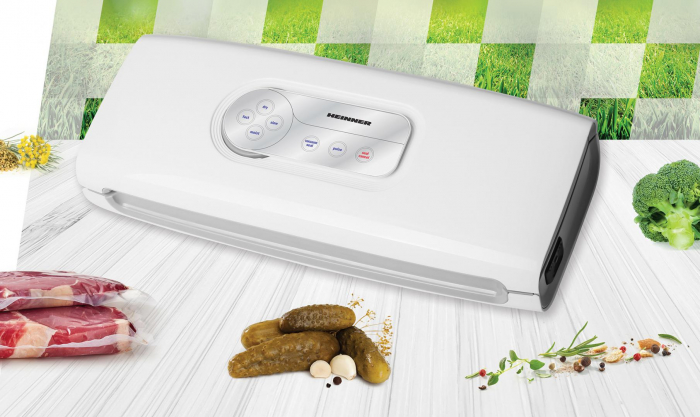 Aparat de vidat, alimente, furtun vidare caserole, umeda/uscata, sigilare, rola pungi inclusa, 140W, Heinner [1]